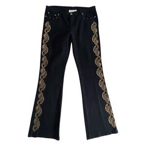Marshall Rousso Gold Studded High-Rise Boot Cut Jean 10​​​​​​